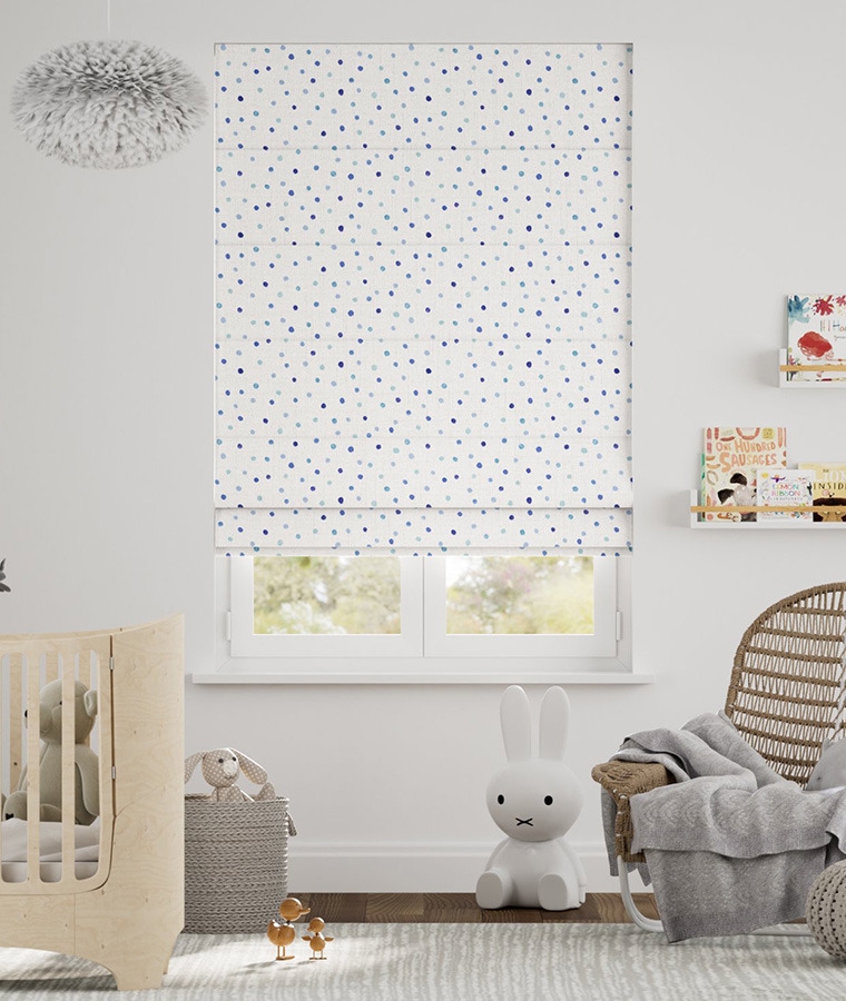 Store bateau motif chambre enfant blanc bleu