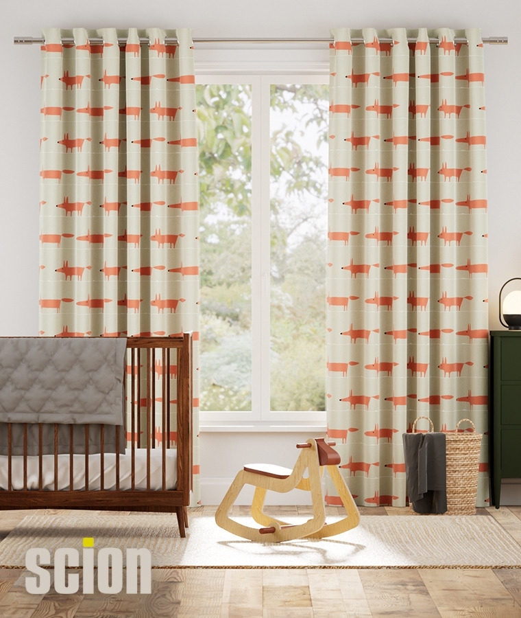 Rideau motif chambre enfant orange